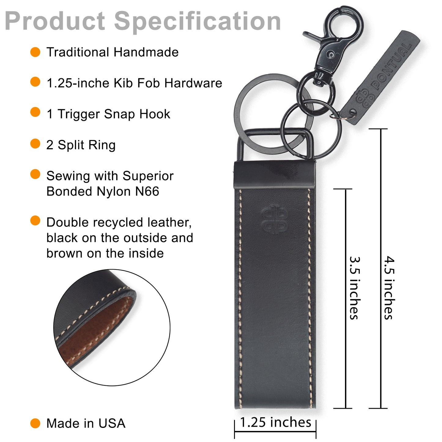 Pontual Handmade keychain - PKC-0K1 Black