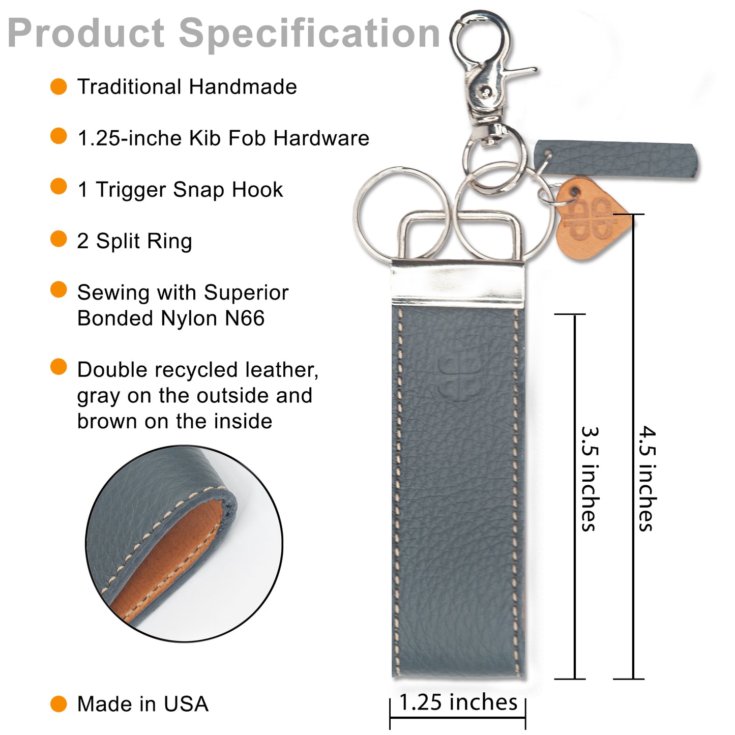 Pontual Handmade keychain - PKC-0K1 Gray