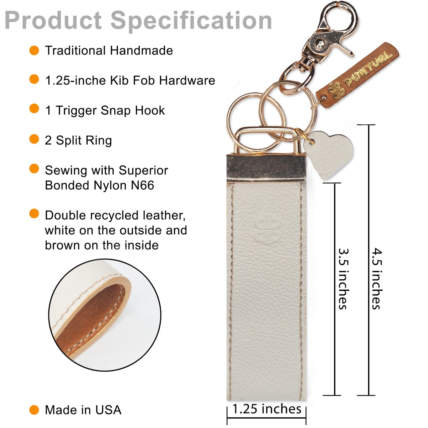 Pontual Handmade keychain - PKC-0K1 -White