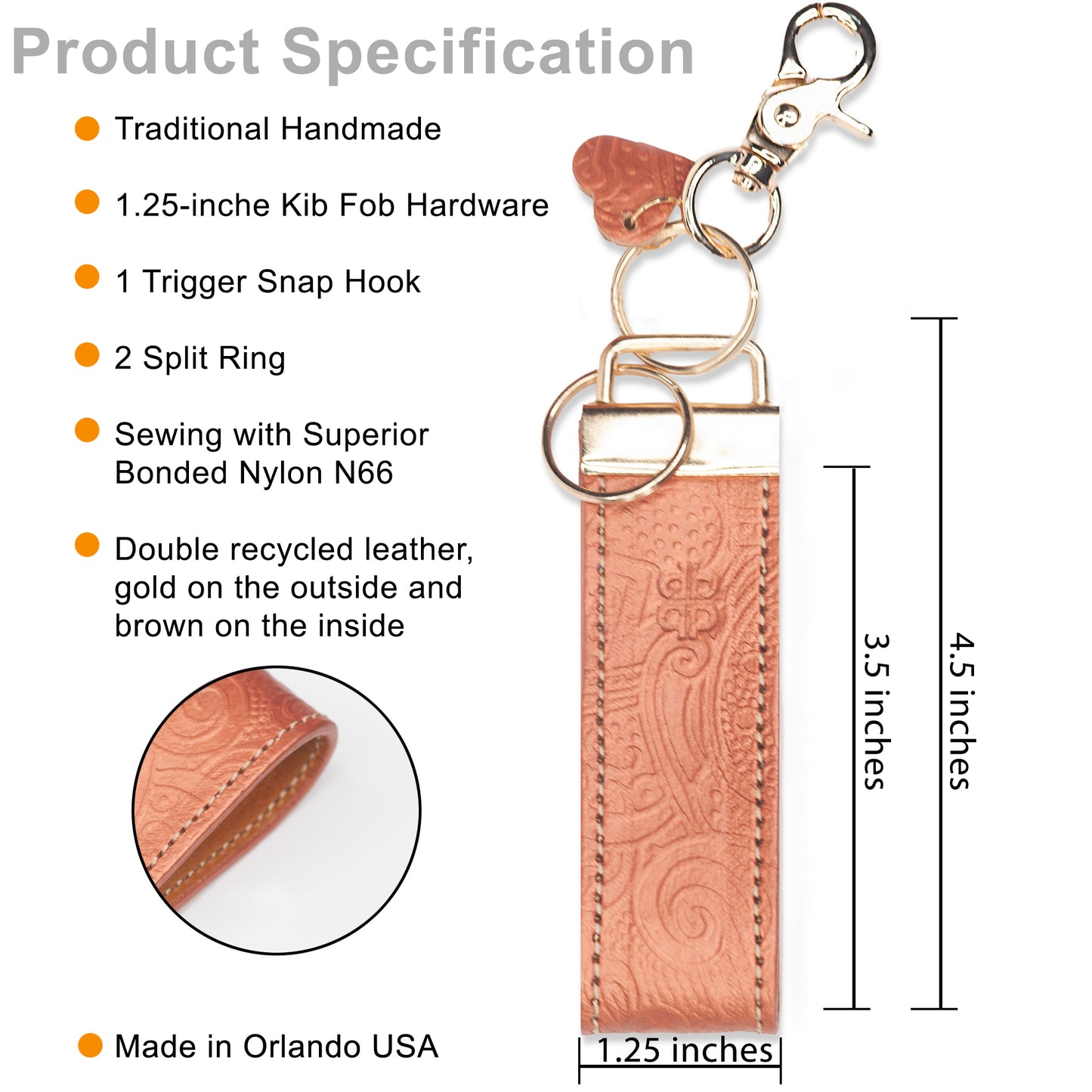 Pontual Handmade keychain - PKC-0K1-Gold